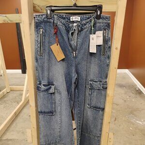 PTCL Cargo Jeans | Wide-Leg Denim | Size 31 | Sustainable Plantable Tag